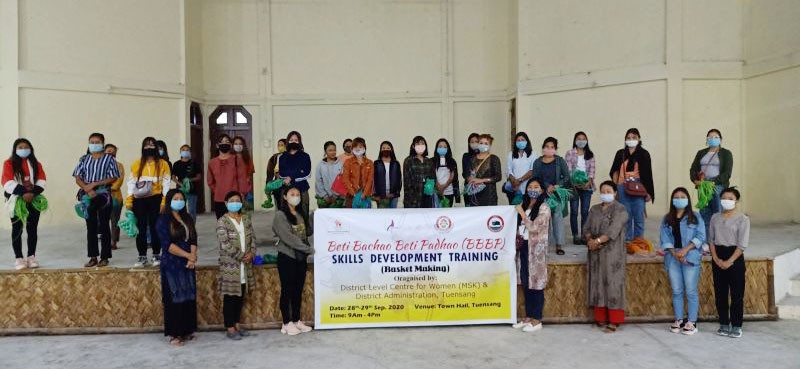 Officials and participants during the basket making training for women held at Town Hall Tuensang on September 28 and 29.