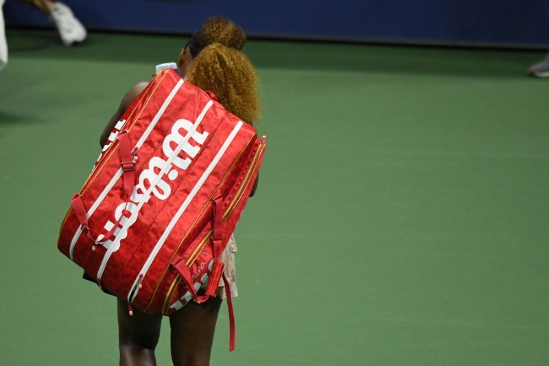 Serena Williams of the United States walks off the court after her match against Victoria Azarenka of Belarus (not pictured) in a women's singles semi-finals match on day ten of the 2020 U.S. Open tennis tournament at USTA Billie Jean King National Tennis Center. ( Danielle Parhizkaran-USA TODAY Sports via Reuters)