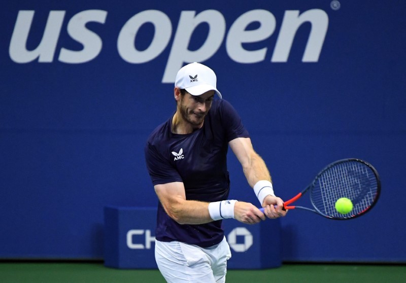 FILE PHOTO: Sep 3, 2020; Flushing Meadows, New York, USA; Andy Murray of Great Britain hits the ball against Felix Auger-Aliassime of Canada on day four of the 2020 U.S. Open tennis tournament at USTA Billie Jean King National Tennis Center. Robert Deutsch-USA TODAY Sports