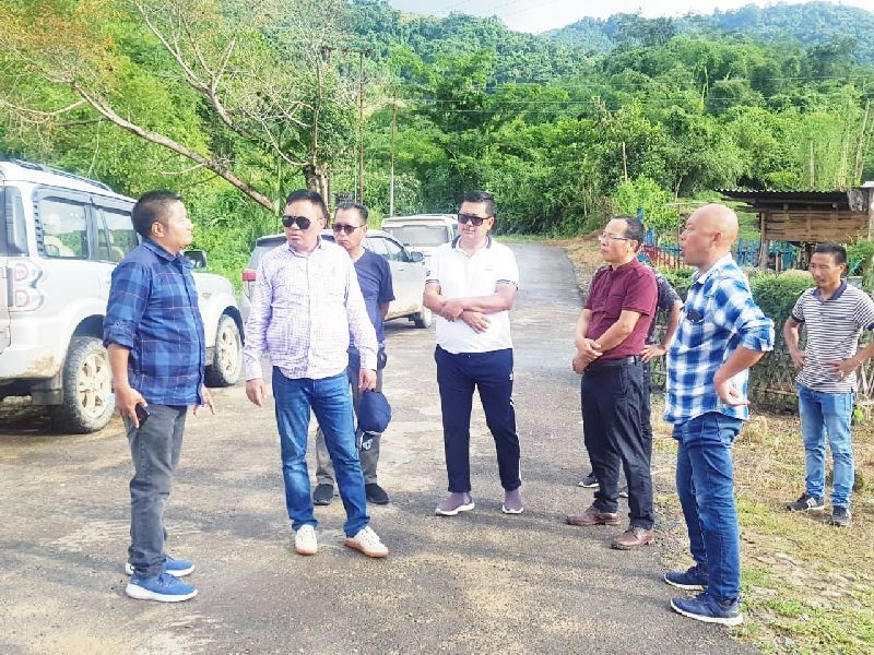 APC, Y. Kikheto Sema, IAS and his team inspecting Longleng-Ladigarh NEC road in Longleng on September 18. (Morung Photo)