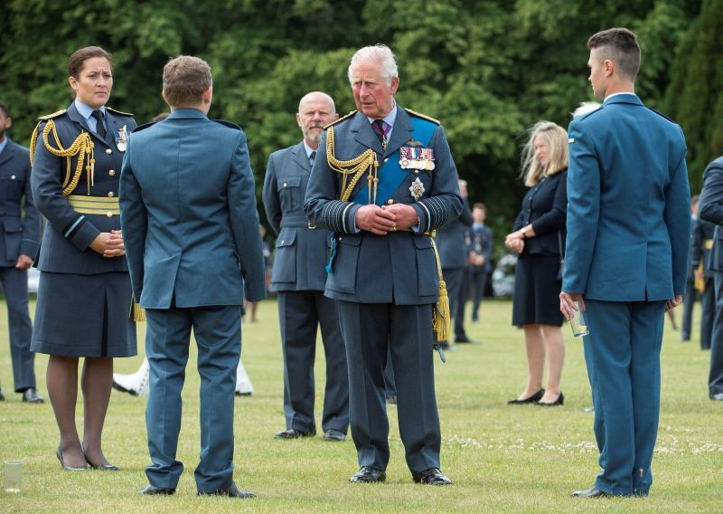 Britain's Prince Charles meets the graduates after the Graduation Ceremony of The Queen's Squadron and Sovereign's review at RAF College Cranwell, in Cranwell, Britain, July 16, 2020. (REUTERS File Photo)