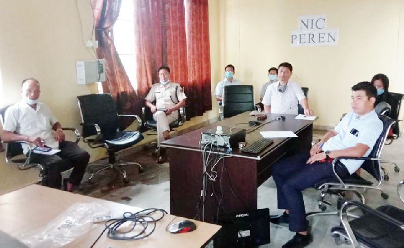 DC Peren, Sentiwapang Aier, NCS along with District Officials attending the virtual IRS training and Table Top Exercise (TTEx) organised by the National Disaster Management Authority in collaboration with Nagaland State Disaster Management Authority at NIC Room, District Hq. Peren on September 22. (DIPR Photo)