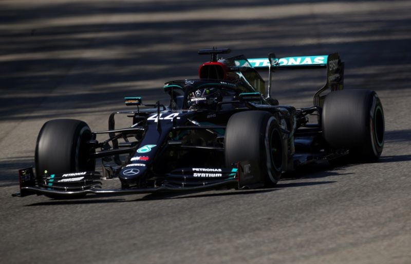 Mercedes' Lewis Hamilton during practice Mark Thompson/Pool via REUTERS