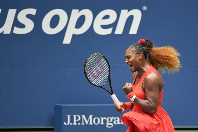 Serena Williams of the United States reacts after winning a point against Tsvetana Pironkova of Bulgaria. Credit: Danielle Parhizkaran-USA TODAY Sports