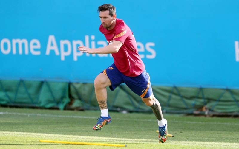 Barcelona's Lionel Messi during training FC Barcelona/Handout via REUTERS