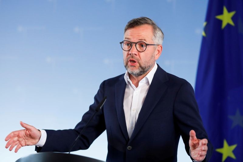 Minister of State for Europe at the German Federal Foreign Office Michael Roth gives a statement for the media, prior to a video conference of the European Union's General Affairs Council, at the foreign ministry in Berlin, Germany on June 16, 2020. (REUTERS File Photo)