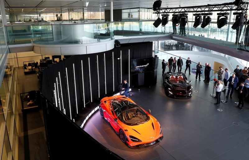 FILE PHOTO: The McLaren 765LT is seen at its launch at the McLaren headquarters in Woking, Britain, March 3, 2020. REUTERS/Peter Nicholls/File Photo