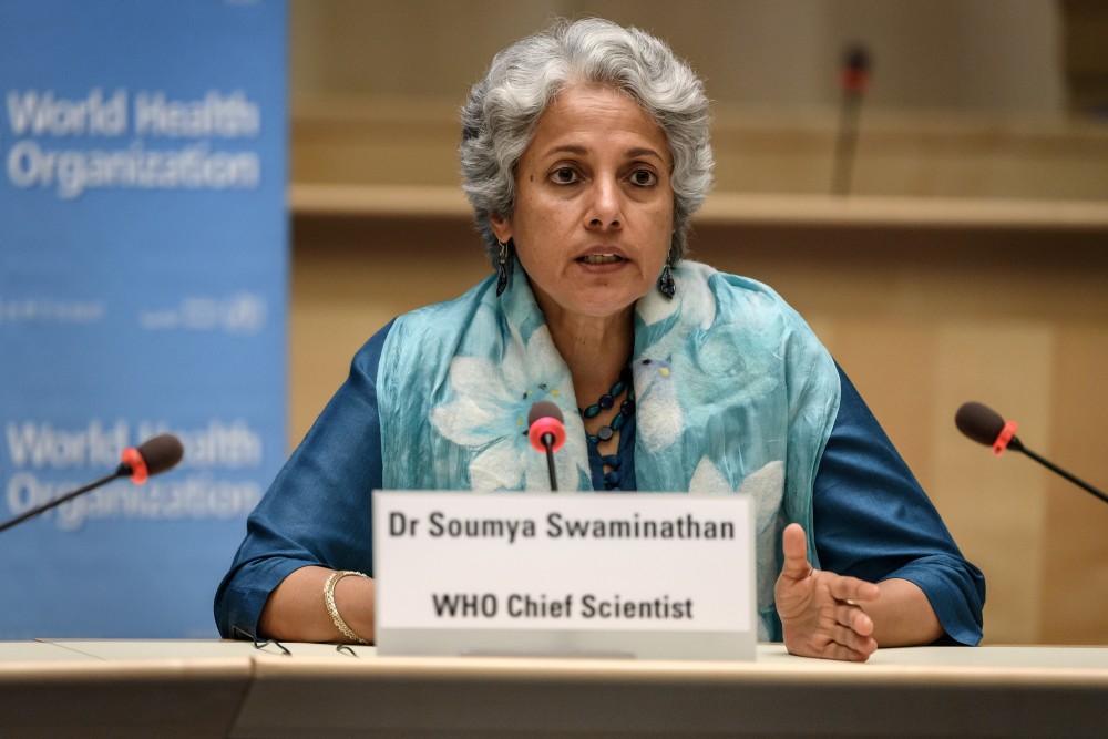 World Health Organization (WHO) Chief Scientist Soumya Swaminathan attends a press conference organised by the Geneva Association of United Nations Correspondents (ACANU) amid the COVID-19 outbreak, caused by the novel coronavirus, at the WHO headquarters in Geneva Switzerland July 3, 2020. Fabrice Coffrini/Pool via REUTERS/File Photo