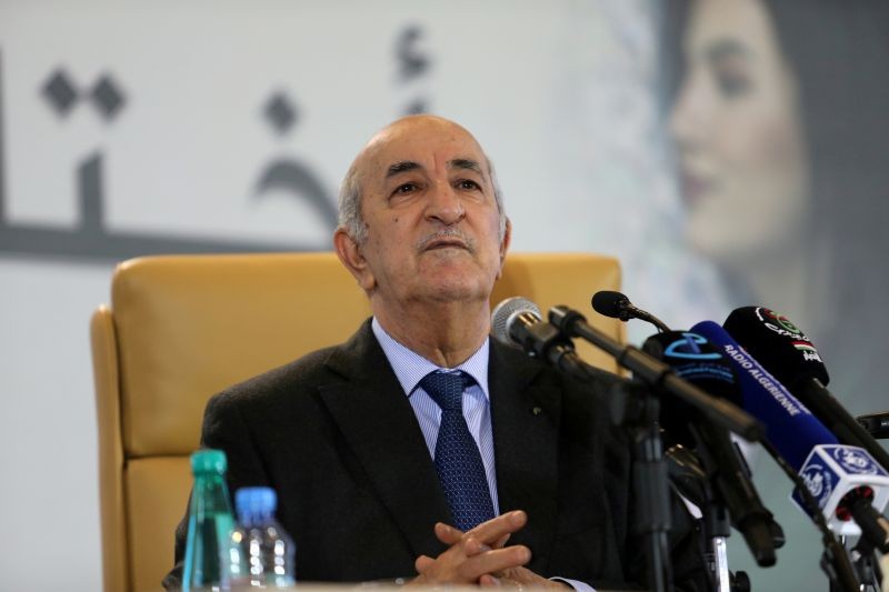 Abdelmadjid Tebboune talks to the press during a news conference, in Algiers, Algeria on December 13, 2019. (REUTERS File Photo)