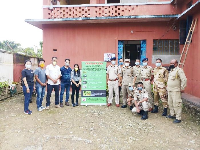 Mokokchung CHILDLINE 1098 with police during their visitation as part of the sensitization week which culminated on September 25.