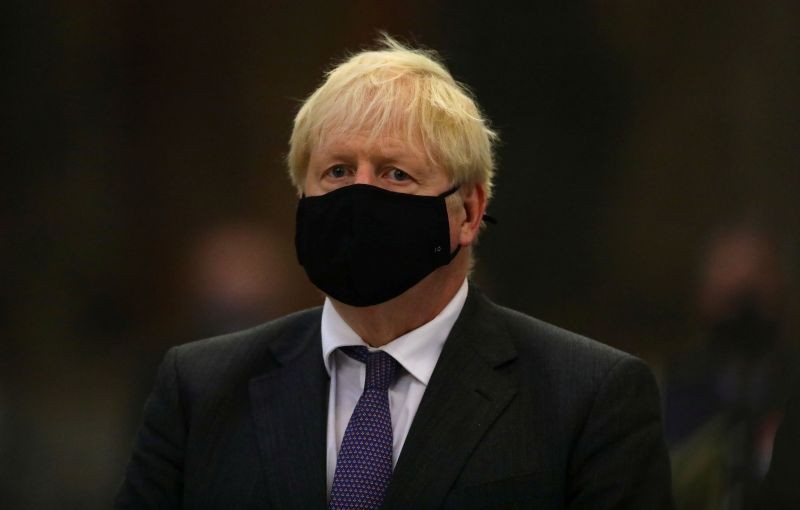 Britain's Prime Minister Boris Johnson attends a service to mark the 80th anniversary of the Battle of Britain at Westminster Abbey in London, Britain on September 20, 2020. (REUTERS Photo)