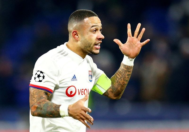 Olympique Lyonnais' Memphis Depay celebrates after the match REUTERS/Emmanuel Foudrot/File Photo