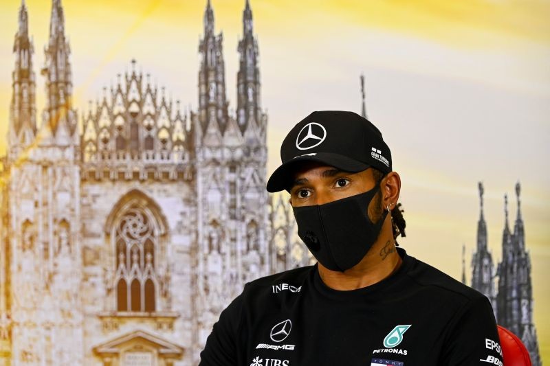 Mercedes' Lewis Hamilton during a press conference FIA/Handout via REUTERS