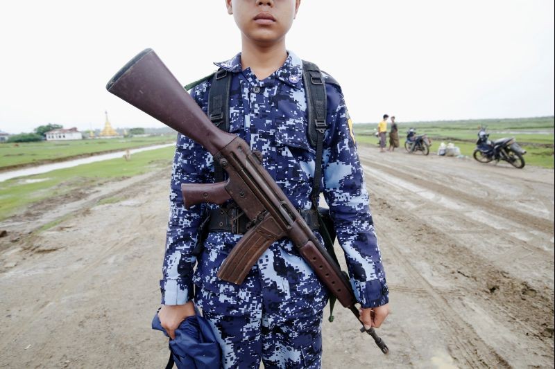 Myanmar police officer poses for a photograph in Maungdaw, Rakhine on July 9, 2019. (REUTERS File Photo)