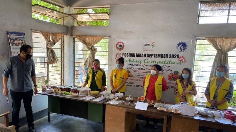 Participants during the cooking competition among Anganwadi Workers and Helpers held in Dimapur on September 8.