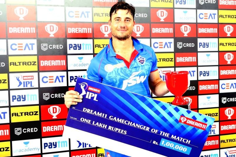 Marcus Stoinis of Delhi Capitals is the Dream 11 Gamechanger of the match during match 2 of season 13 of Dream 11 Indian Premier League (IPL) between Delhi Capitals and Kings XI Punjab held at the Dubai International Cricket Stadium, Dubai. Image Source: IANS News