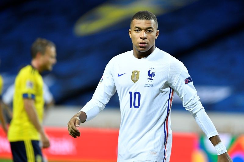 France's Kylian Mbappe during the UEFA Nations League football match between Sweden and France at Friends Arena in Stockholm, Sweden September 05, 2020. TT News Agency/Jessica Gow via REUTERS