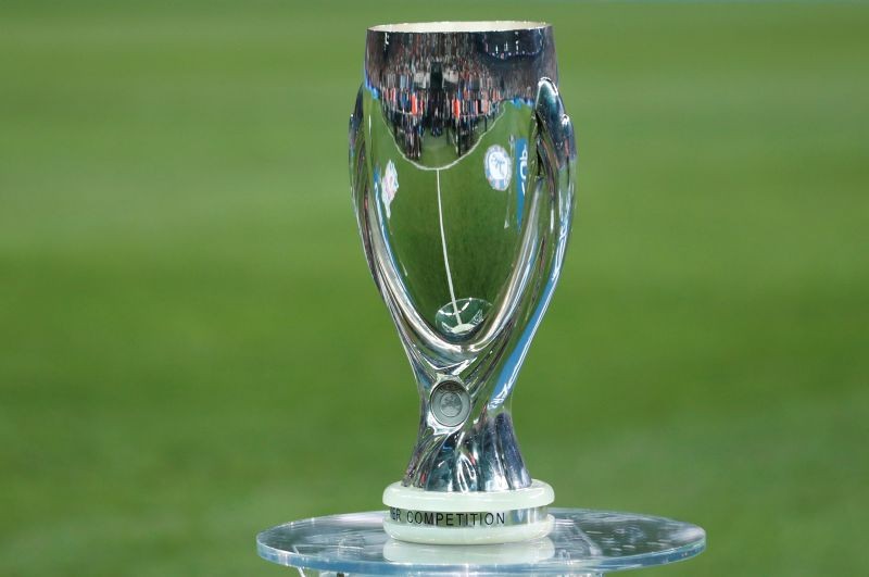 FILE PHOTO: The UEFA Super Cup on display before the match REUTERS/Murad Sezer/File Photo