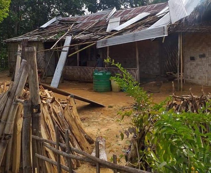 One of the houses damaged during the storm in Saringyim village, Mokokchung district on the night of September 20.