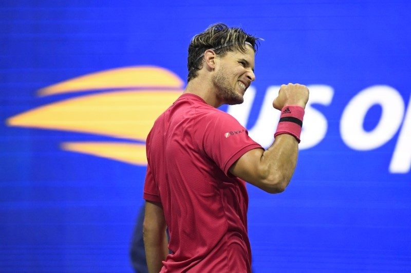 Dominic Thiem of Austria celebrates after his match against Daniil Medvedev of Russia (not pictured) in a men's singles semi-finals match on day twelve of the 2020 U.S. Open tennis tournament at USTA Billie Jean King National Tennis Center. Danielle Parhizkaran-USA TODAY Sports