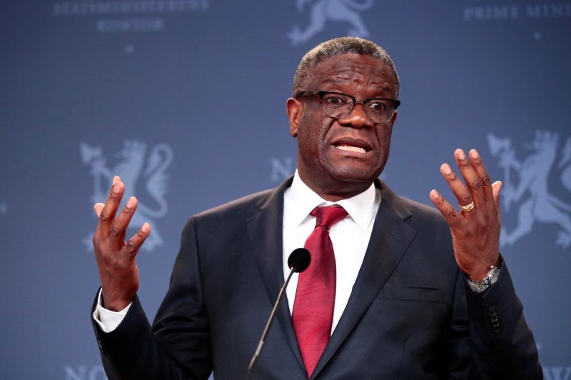 The Peace Prize laureate Dr. Denis Mukwege talks to the media during a news conference in Oslo, Norway on December 11, 2018. (REUTERS File Photo)