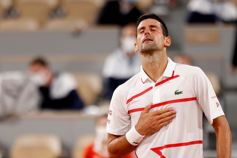 Serbia's Novak Djokovic celebrates winning his first round match against Sweden's Mikael Ymer REUTERS/Gonzalo Fuentes