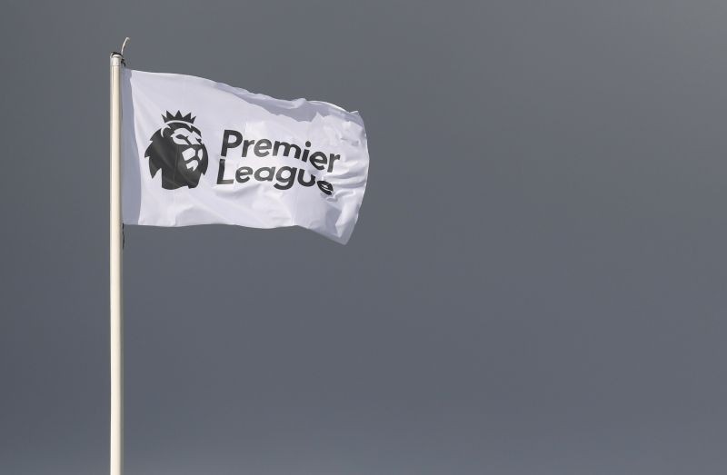 A Premier League flag before the match, as play resumes behind closed doors following the outbreak of the coronavirus disease (COVID-19) Pool via REUTERS/Michael Regan/Files