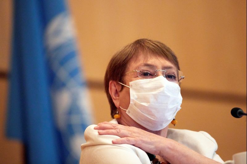 U.N. High Commissioner for Human Rights Michelle Bachelet attends the 44th session of the Human Rights Council at the European headquarters of the United Nations in Geneva, Switzerland on June 30, 2020. (REUTERS File Photo)