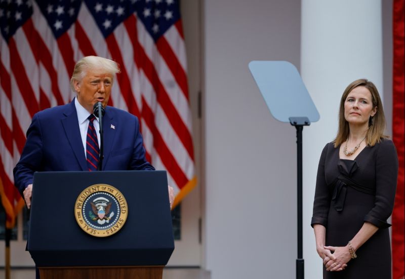 U.S President Donald Trump holds an event to announce his nominee of U.S. Court of Appeals for the Seventh Circuit Judge Amy Coney Barrett to fill the Supreme Court seat left vacant by the death of Justice Ruth Bader Ginsburg, who died on September 18, at the White House in Washington, U.S., September 26, 2020. (REUTERS Photo)