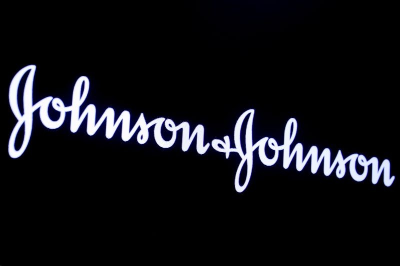 The company logo for Johnson & Johnson is displayed on a screen to celebrate the 75th anniversary of the company's listing at the New York Stock Exchange (NYSE) in New York, US on September 17, 2019. (REUTERS File Photo)