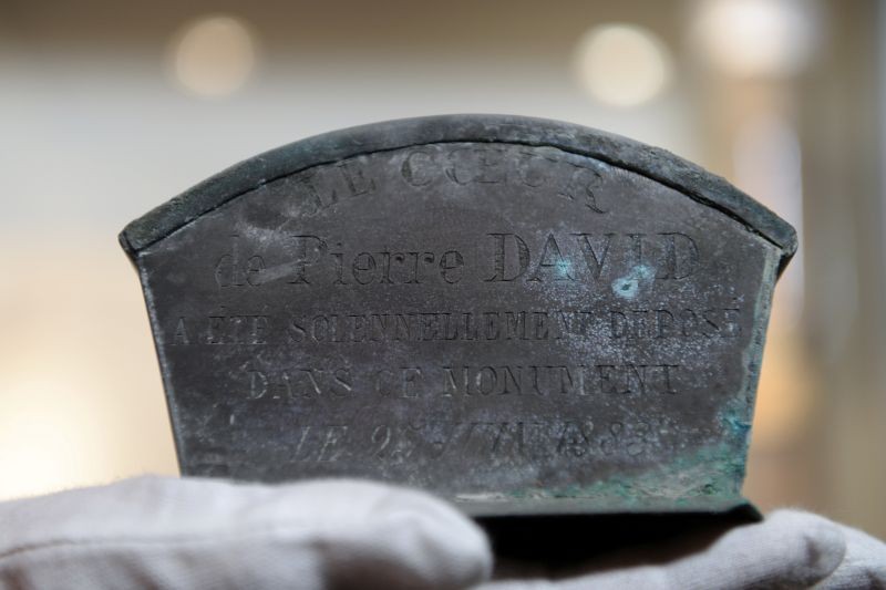 A small zinc casket containing the heart of Pierre David, the first official mayor of Verviers, is seen in a museum after being discovered by workers during the renovation of a fountain, in Verviers, Belgium on September 9, 2020. (REUTERS Photo)