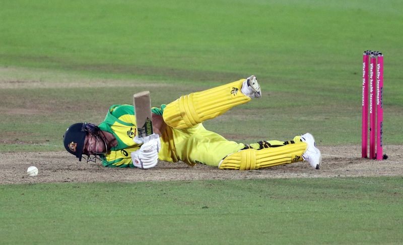 Cricket - First T20 International - England v Australia - Ageas Bowl, Southampton, Britain - September 4, 2020 Australia's David Warner goes down after being hit by the ball Andrew Matthews/Pool via REUTERS