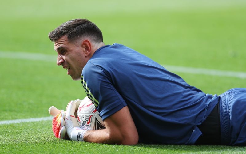 Arsenal's Emiliano Martinez during the warm up before the match, as play resumes behind closed doors following the outbreak of the coronavirus disease (COVID-19) Pool via REUTERS/Catherine Ivill