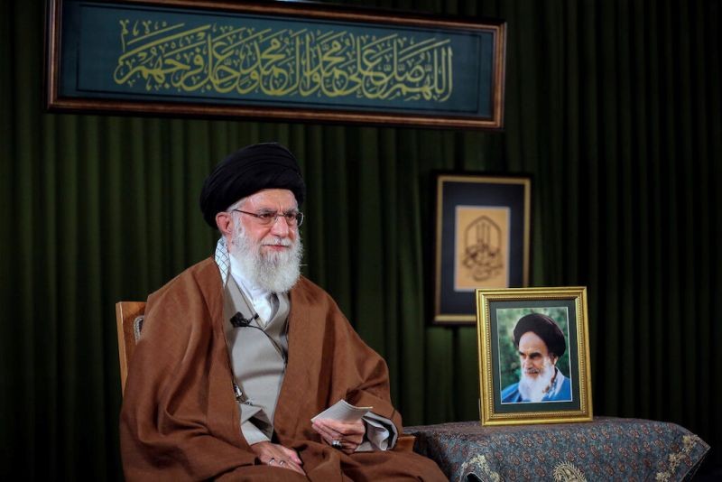 Iran's Supreme Leader Ayatollah Ali Khamenei delivers a televised speech on the occasion of the Iranian New Year Nowruz, in Tehran, Iran on March 20, 2020.  (REUTERS File Photo)
