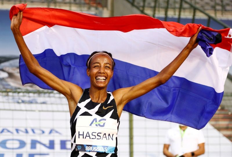 Netherlands' Sifan Hassan celebrates after winning the Women's One Hour Final REUTERS/Francois Lenoir