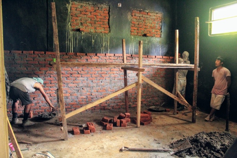 Renovation work underway at the X-Ray room of the District TB Centre in Tuensang. (Morung Photo)