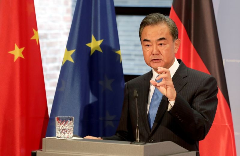 China's Foreign Minister Wang Yi addresses the media during a joint news conference with German Foreign Minister Heiko Maas (not pictured) as part of a meeting in Berlin, Germany on September 1, 2020. (REUTERS Photo)
