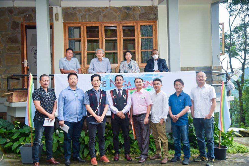 The Naga Rising (TNR) members along with peace activist Niketu Iralu (seated), Chairman of Sechu Zubza Village Council Mhasikhoto Zhünyü and Youth President Seyiekhrielie Vimerah during the launch of the TNR’s ‘Vision Statement’ on September 13.