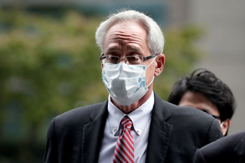 Greg Kelly, former representative director of Nissan Motor Co., arrives for the first trial hearing at the Tokyo District Court in Tokyo, Japan on September 15, 2020.   (REUTERS Photo)
