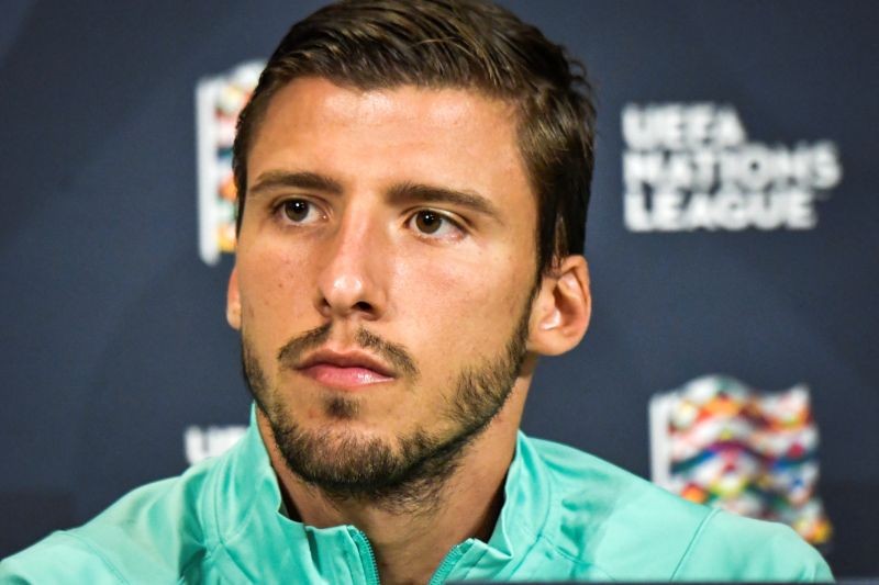 Portugal's player Ruben Dias speaks during Portuguese national football team's news conference. (Reuters File Photo)