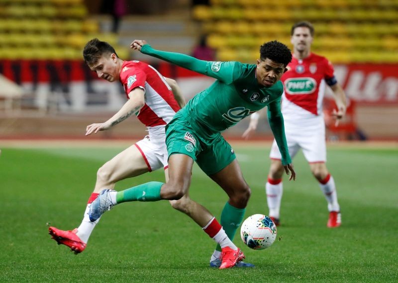 FILE PHOTO: AS Monaco's Aleksandr Golovin in action with Saint Etienne's Wesley Fofana REUTERS/Eric Gaillard/File Photo