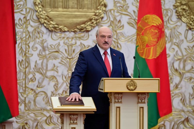 Alexander Lukashenko takes the oath of office as Belarusian President during a swearing-in ceremony in Minsk, Belarus on September 23, 2020. (REUTERS File Photo)