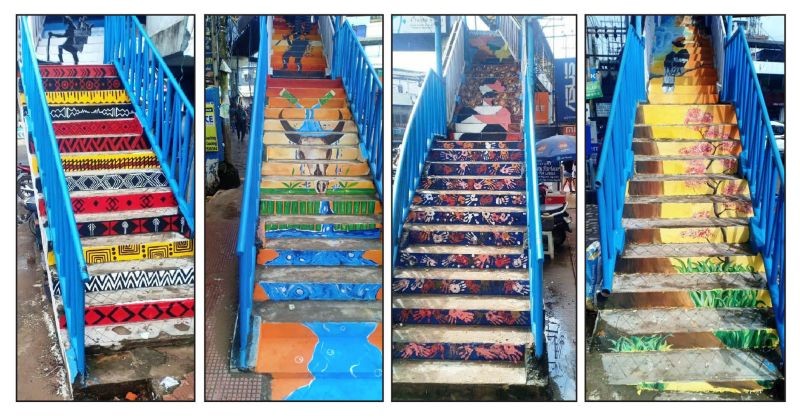 DC Dimapur, Rajesh Soundararajan with the volunteers during the visit to Plaza point foot overbridge in Dimapur on October 12. (Morung Photo)