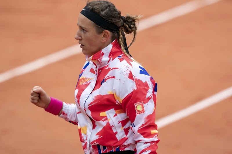 Sep 3, 2020; Flushing Meadows, New York, USA; Aryna Sabalenka of Belarus serves the ball against Victoria Azarenka of Belarus on day four of the 2020 U.S. Open tennis tournament at USTA Billie Jean King National Tennis Center. Mandatory Credit: Robert Deutsch-USA TODAY Sports