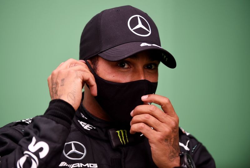 Mercedes' Lewis Hamilton after winning the race Pool via REUTERS/Jorge Guerrero