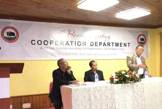 The 9th departmental review meeting of Cooperation Department was held on October 21 at Red Cross Building, Kohima. It was convened under the chairpersonship of L. Akato Sema, IAS, Commissioner  & Secretary, Cooperation Department. All the departmental officers attended the meeting following strict COVID-19 SoPs.