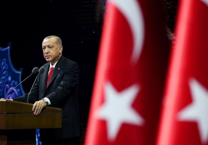 Turkish President Tayyip Erdogan makes a speech during a meeting in Ankara, Turkey October 26, 2020. (REUTERS Photo)