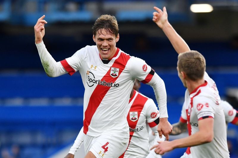 Southampton's Jannik Vestergaard celebrates scoring their third goal Pool via REUTERS/Ben Stansall