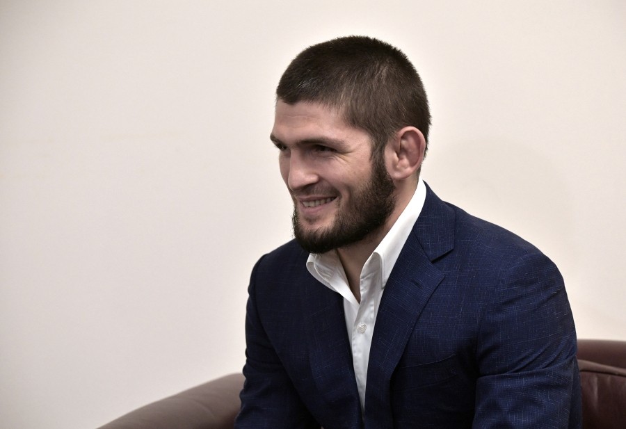 Russian mixed martial arts fighter Khabib Nurmagomedov attends a meeting with President Vladimir Putin in Makhachkala, Russia September 12, 2019. Sputnik/Alexei Nikolsky/Kremlin via REUTERS/Files