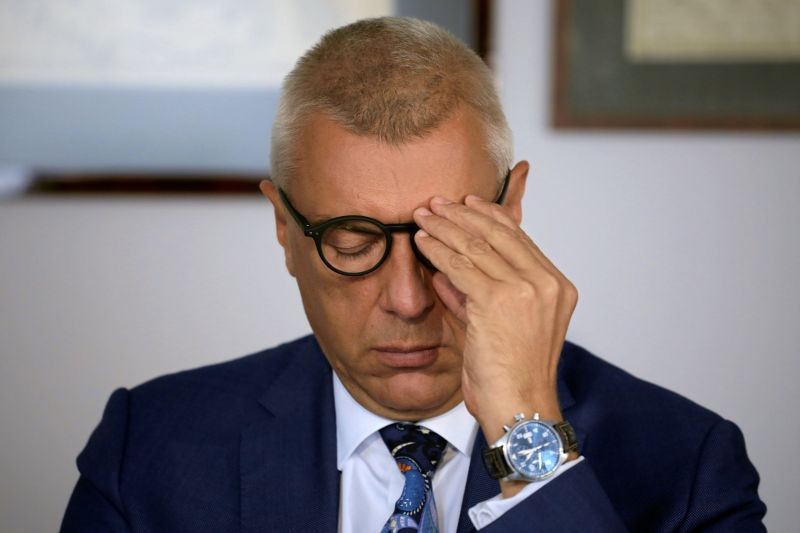 A lawyer and former deputy prime minister Roman Giertych during a press conference in his office in Warsaw, Poland, August 29, 2019. Maciek Jazwiecki/Agencja Gazeta/via REUTERS